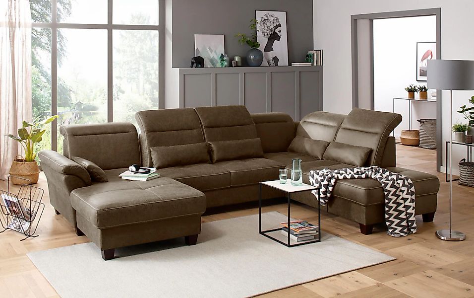 Home affaire Wohnlandschaft "Solvei U-Form" Sitztiefenverstellung und Feder günstig online kaufen