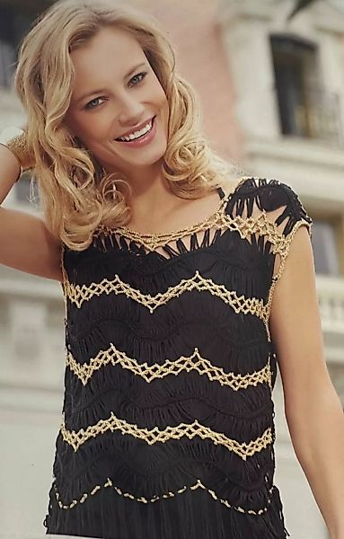 Passioni Strickpullover aus Offenem Strick in Schwarz und Gold günstig online kaufen