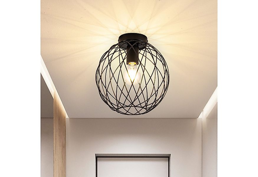 Nettlife Deckenleuchte 1 Flammig Deckenlampe Vintage Flurlampe Schwarz, LED günstig online kaufen