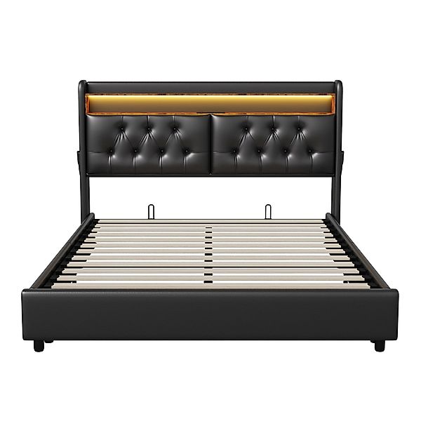 Gdood Polsterbett Doppelbett LED Stauraumbett (Hydraulisch günstig online kaufen