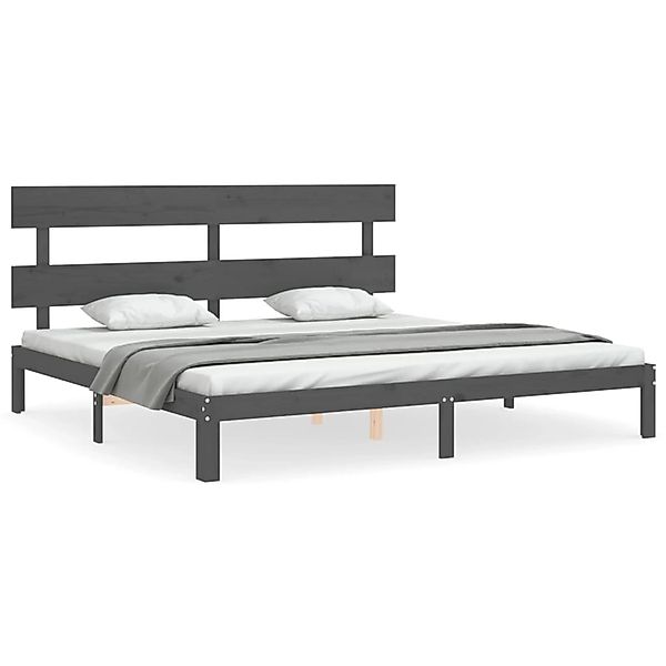 vidaXL Massivholzbett mit Kopfteil Grau 200x200 cm1689961 günstig online kaufen