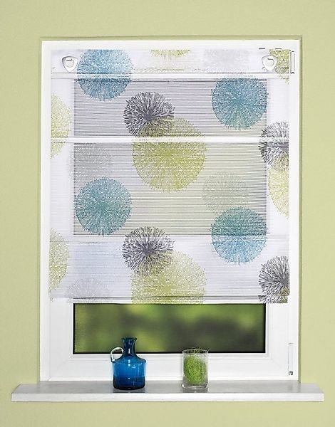 HOME WOHNIDEEN Raffrollo Home Wohnideen Raffrollo Pusteblume blau-grün 130 günstig online kaufen