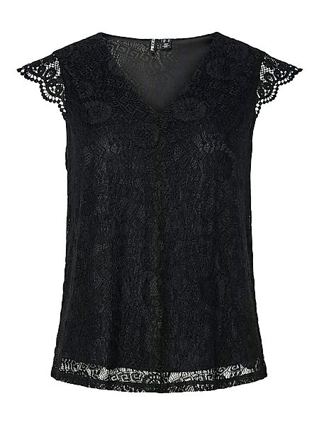 pieces Spitzentop PCOLLINE SL LACE V-NECK günstig online kaufen