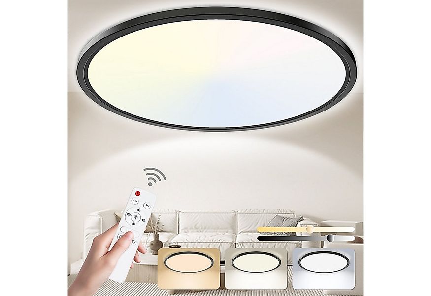 POPOLIC LED Deckenleuchte 24W 3200LM Deckenlampe Flach Dimmbar mit Fernbedi günstig online kaufen