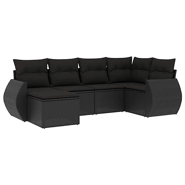 vidaXL 6-Tlg Garten-Sofagarnitur mit Kissen Schwarz Poly Rattan 3253992 günstig online kaufen