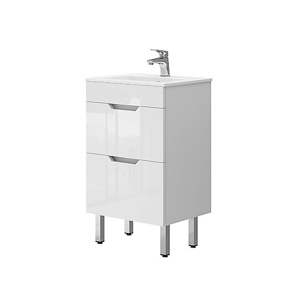 Vicco Badmöbel-Set Clayton, Weiß Hochglanz, 2 Teile, mit Waschbecken und 2 günstig online kaufen