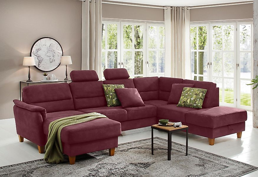 Home affaire Wohnlandschaft "Palmera U-Form, B: 308 cm" optional Bettfunkti günstig online kaufen