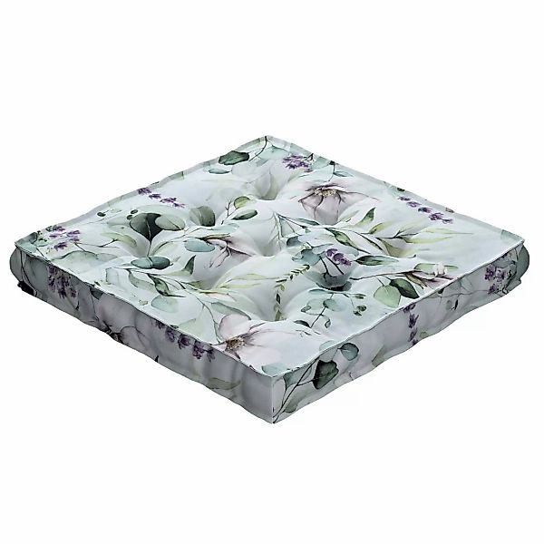 Sitzkissen Jacob mit Handgriff, mintgrün-weiß, 50 x 50 x 10 cm, Flowers (14 günstig online kaufen
