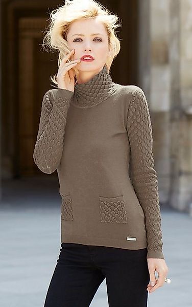 Passioni Strickpullover mit strukturiertem Kragen und Ärmeln und zwei Front günstig online kaufen