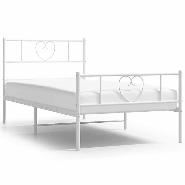 vidaXL Bettgestell Bettrahmen mit Kopf- und Fußteil Metall Weiß 75x190 cm B günstig online kaufen