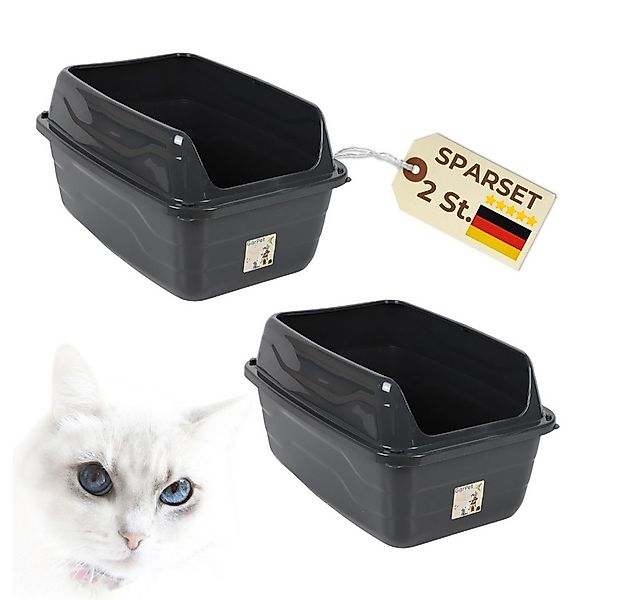 GarPet Katzentoilette 2er Set Katzenklo hoher Rand Schwarz Katzentoilette X günstig online kaufen
