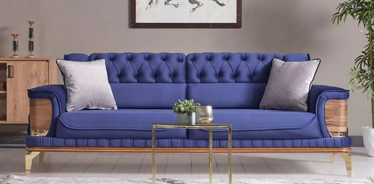 Casa Padrino Schlafsofa Luxus Schlafsofa Blau / Braun / Gold 232 x 92 x H. günstig online kaufen