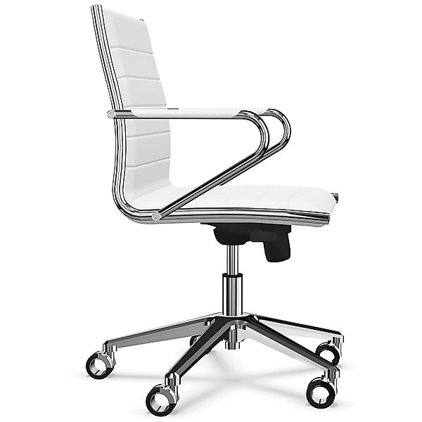 Sitland Classic Managerstuhl Leder weiß mit Armlehnen - Fußkreuz Alu polier günstig online kaufen