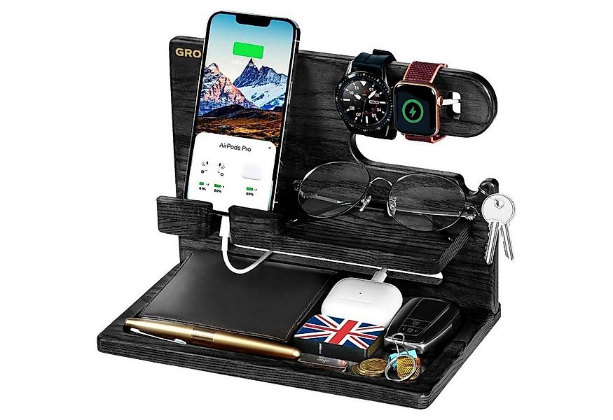 LuxusKollektion Badaccessoire-Set Dockingstation Holz Nachttisch Organizer günstig online kaufen