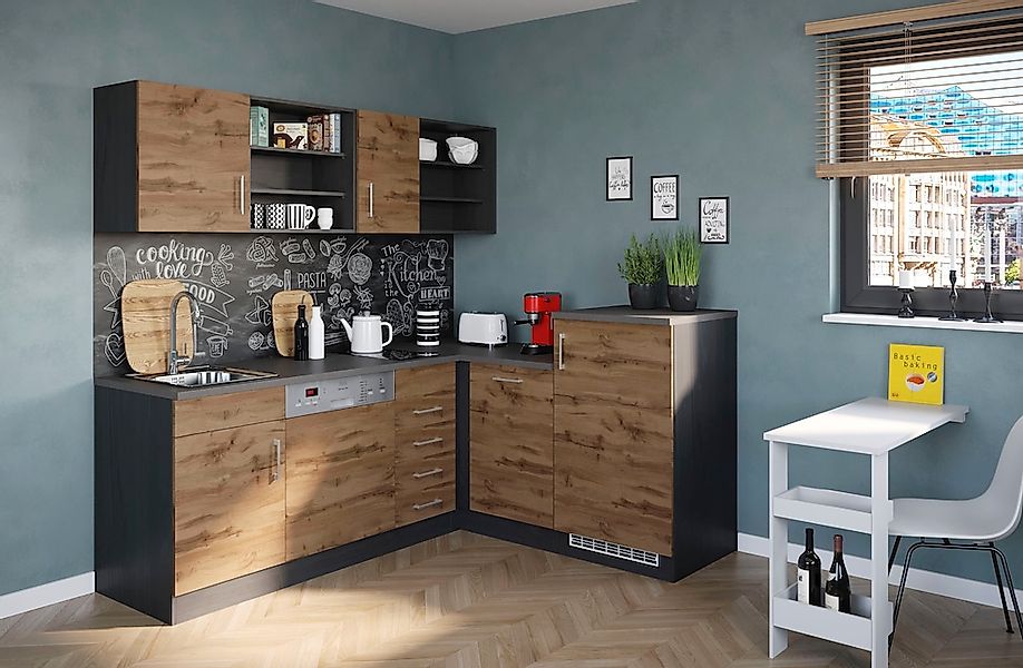 KOCHSTATION Küche »KS-Mali« Stellbreite 210/170 cm, mit E-Geräten günstig online kaufen