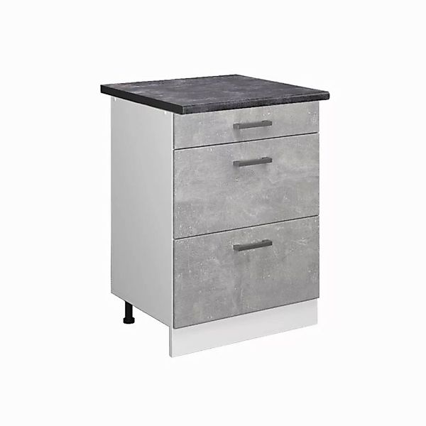 Vicco Unterschrank R-Line, Beton/Weiß, 60 cm mit Schubladen, AP Anthrazit günstig online kaufen