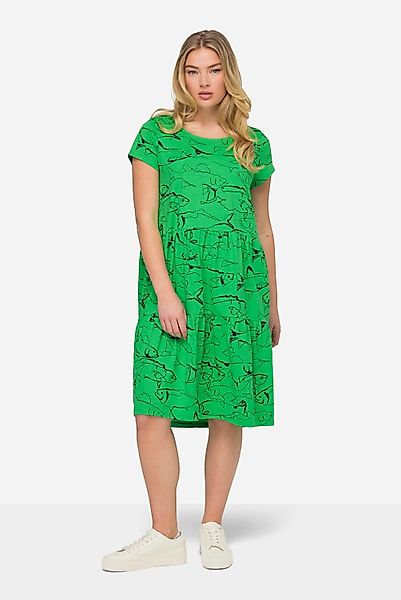 Laurasøn Midikleid Jerseykleid A-Line Fische-Print Rundhals günstig online kaufen