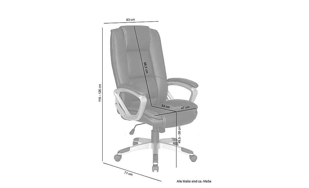 by Living Bürodrehstuhl  Derek ¦ schwarz ¦ Maße (cm): B: 63 H: 126 Stühle > günstig online kaufen