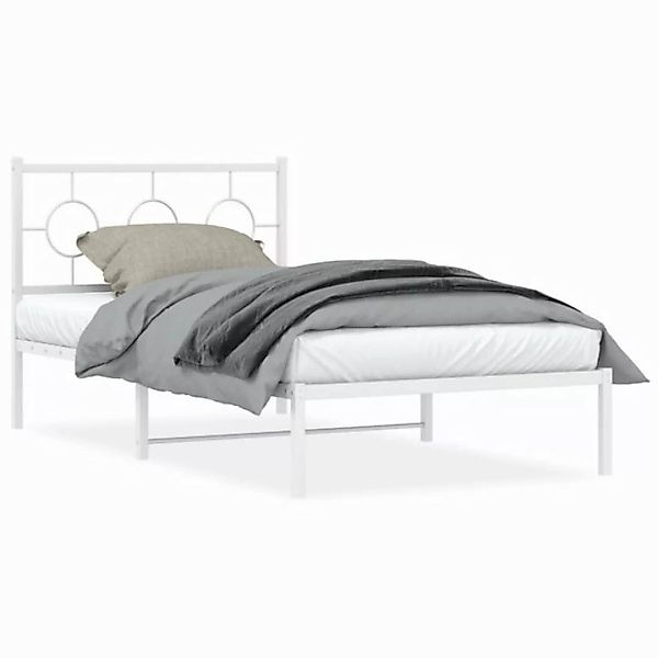 vidaXL Bettgestell, Bettrahmen mit Kopfteil Metall Weiß 100x190 cm günstig online kaufen