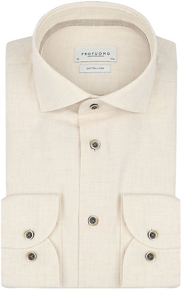 Profuomo Hemd Leinen Blend Ecru - Größe 40 günstig online kaufen