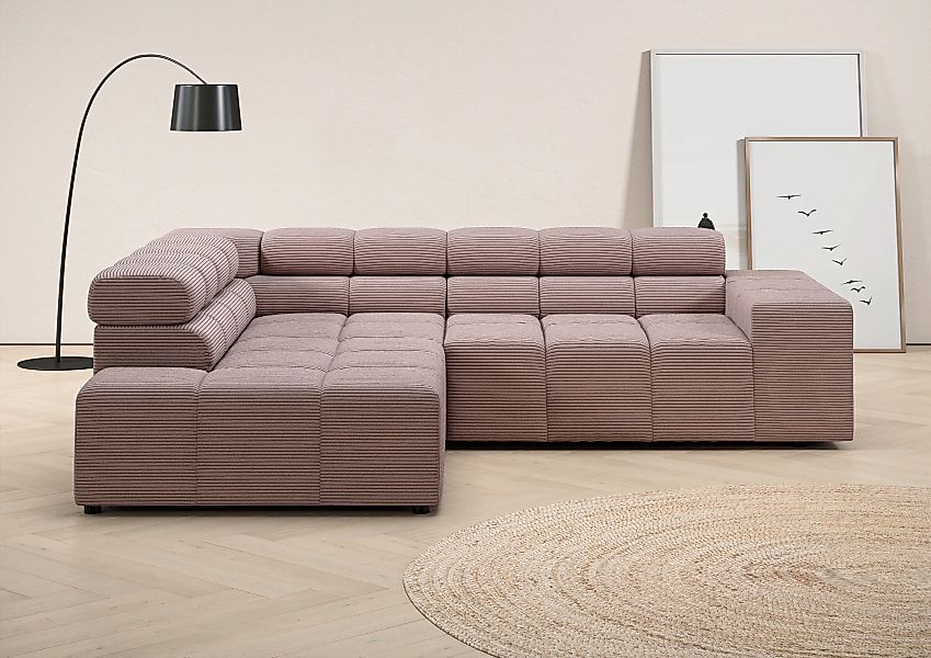 INOSIGN Ecksofa "Ancona, incl. Kopfteilverstellung + 3 Zierkissen L-Form,", günstig online kaufen