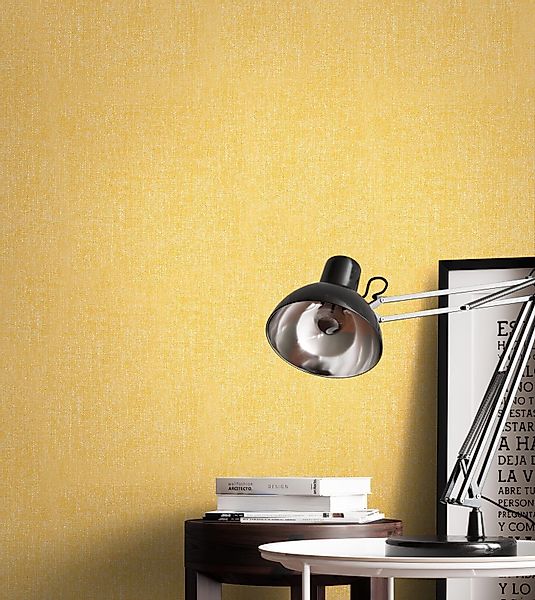 Newroom Vliestapete, Gelb Tapete Uni Struktur günstig online kaufen