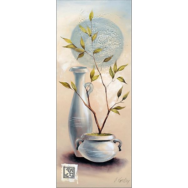 Leinwandbild Blaue Vasen III 27 cm x 77 cm günstig online kaufen
