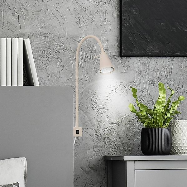 LED-Wandlampe Tuso, beige, Bettmontage, Metall, Flexarm günstig online kaufen