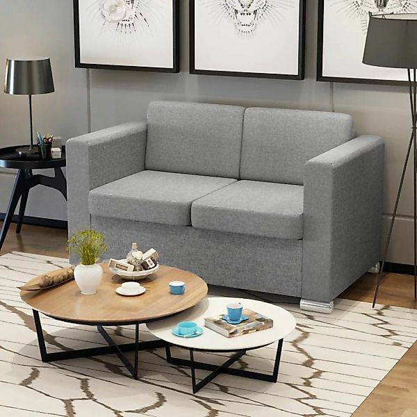 2-sitzer Sofa Stoff Hellgrau günstig online kaufen