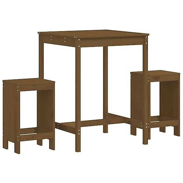 vidaXL 3-tlg Gartenbar-Set Honigbraun Massivholz Kiefer Modell 3 günstig online kaufen