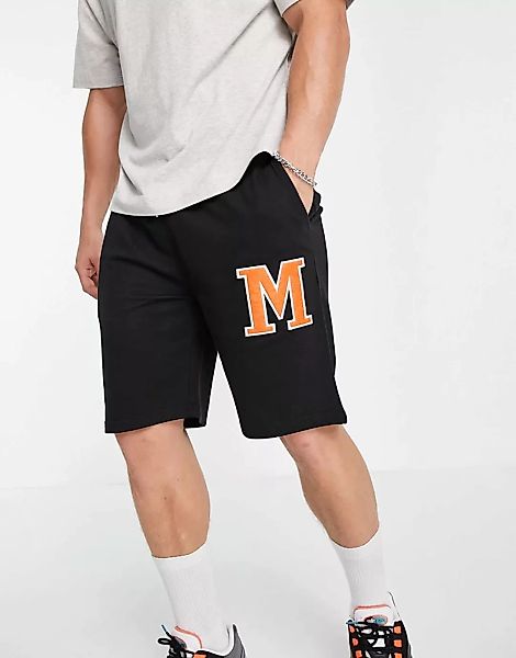 Mennace – Shorts aus Jersey in Schwarz mit Logoprint günstig online kaufen