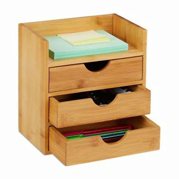 relaxdays Schreibtisch Organizer mit 3 Schubladen natur günstig online kaufen