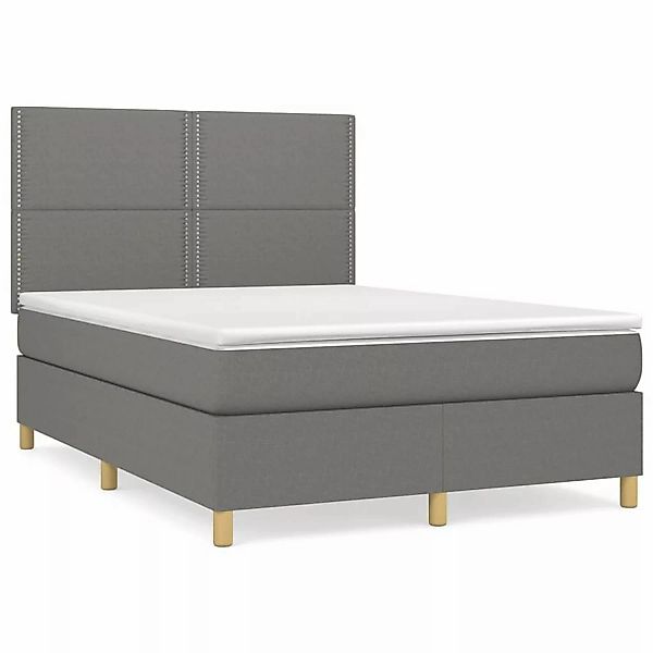 vidaXL Boxspringbett mit Matratze Dunkelgrau 140x190 cm Stoff1387563 günstig online kaufen