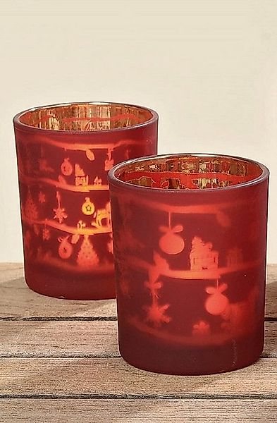 BOLTZE GRUPPE GmbH Teelichthalter Windlicht Marlitt Glas lackiert rot H 8 c günstig online kaufen
