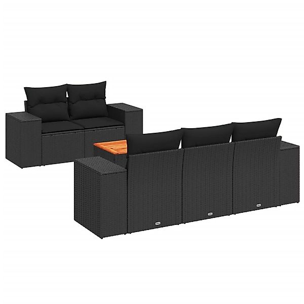 vidaXL 6-tlg Garten-Sofagarnitur mit Kissen Schwarz Poly Rattan Modell 89 günstig online kaufen