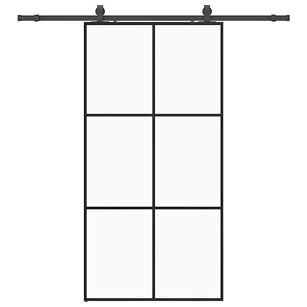 vidaXL Schiebetür mit Beschlag Schwarz 102x205 cm ESG-Glas 3375846 günstig online kaufen