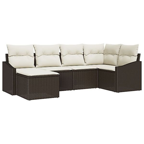 vidaXL Loungesofa Garten-Esszimmer-Set 6-teilig Braun Synthetisches Geflech günstig online kaufen