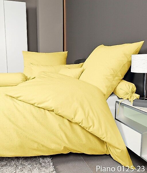 Janine Janine Mako-Soft-Seersucker Bettwäsche PIANO 0125 sonne Größe:  135x günstig online kaufen