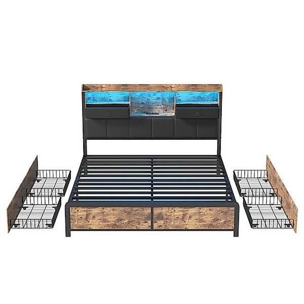 Furnishings Home Stauraumbett Polsterbett Metallbett, mit LED (Jugendbett, günstig online kaufen