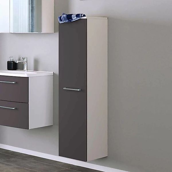 Badezimmermidischrank in Dunkelgrau und Weiß Metallgriffe günstig online kaufen