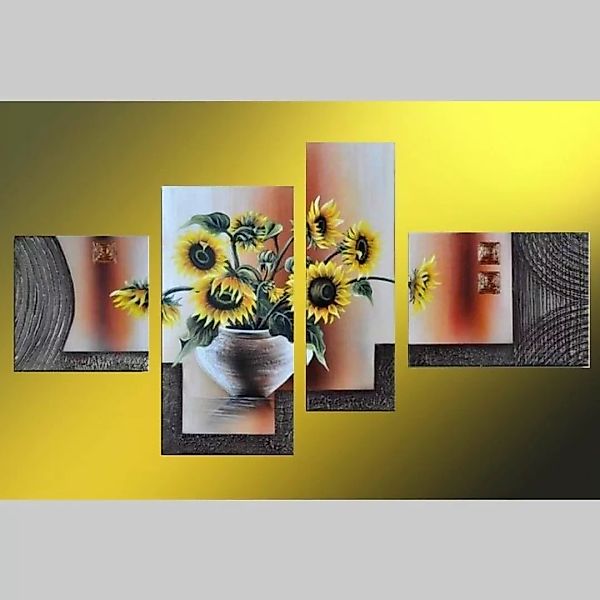 4 Leinwandbilder SONNENBLUME (1) 120 x 70cm Handgemalt günstig online kaufen