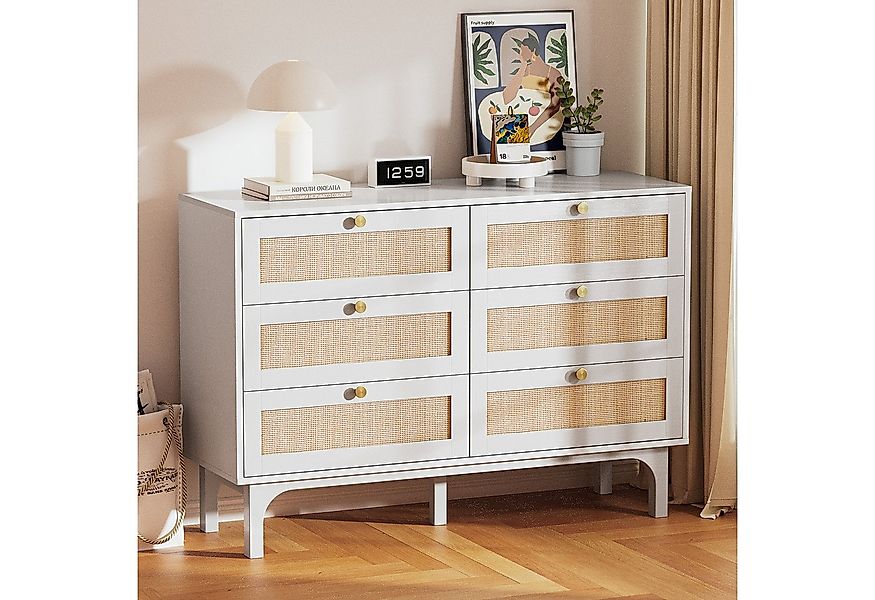 VINGLI Sideboard, Rattan Kommode mit 6 Schublade, Schubladenschrank, Schubl günstig online kaufen
