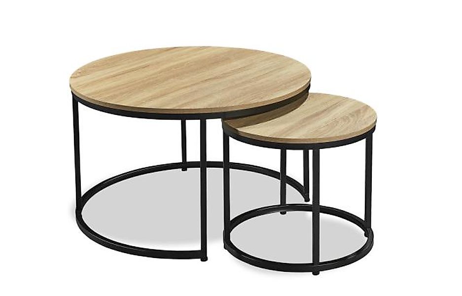 Couchtisch 2er Set ca.80x42+60x38 cm Artisan / Metall schwarz günstig online kaufen