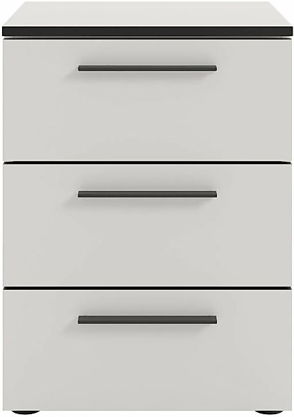 Manjana Möbel Nachtkommode "Nachtkommode mit Schwarz matten Metallgriffen" günstig online kaufen