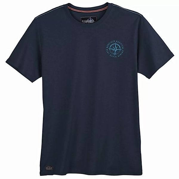 redfield Rundhalsshirt Große Größen Herren T-Shirt navy kleiner Brustprint günstig online kaufen