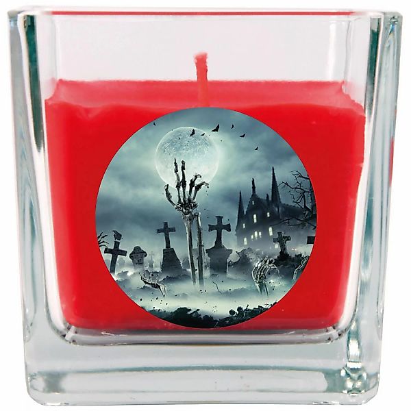 HS Candle Duftkerze & Glas Halloween Rot Bonbon 50h günstig online kaufen