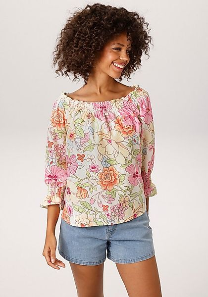 Aniston CASUAL Schlupfbluse mit großflächigem, pastellfarbenen Blumendruck günstig online kaufen