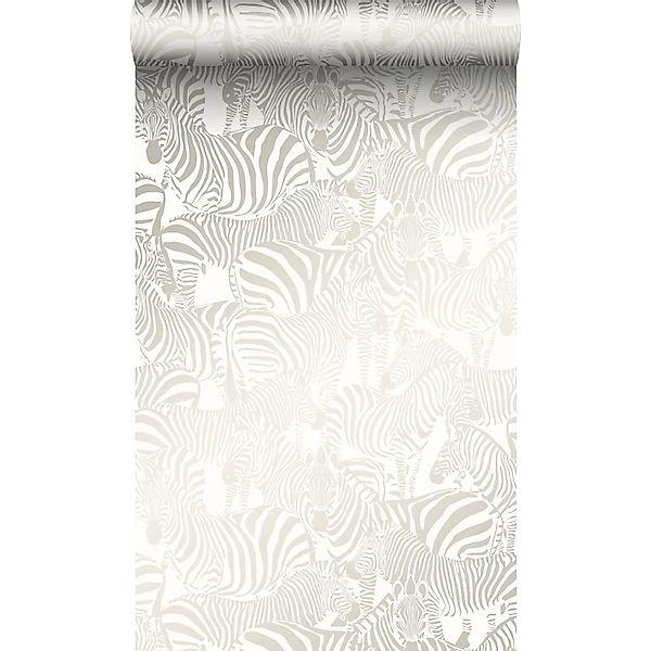 Origin Wallcoverings Tapete Zebras Silber 53 cm x 10.05 m günstig online kaufen