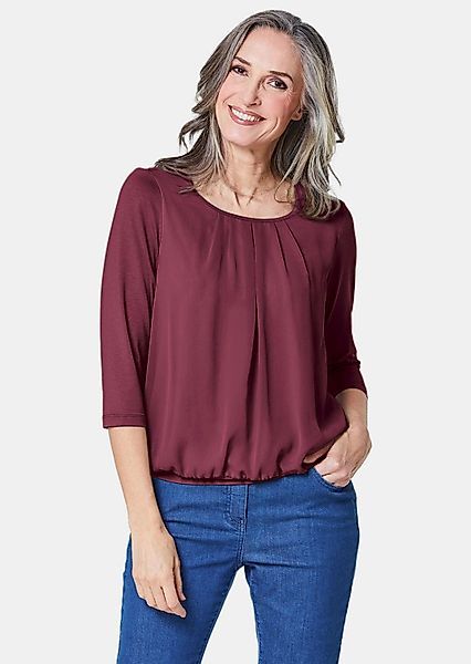 GOLDNER Kurzarmbluse Kurzgröße: Chiffon-Shirt gelb, Rundhals günstig online kaufen