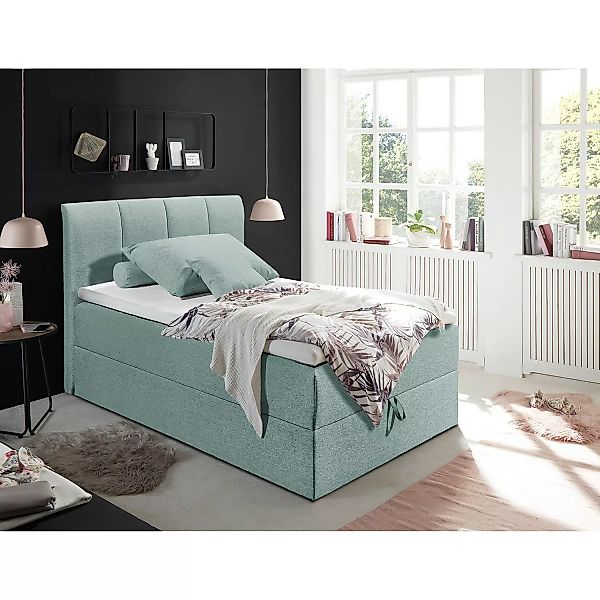 home24 loftscape Polsterbett Lofou 140x200 cm Webstoff Pastellblau mit Bett günstig online kaufen